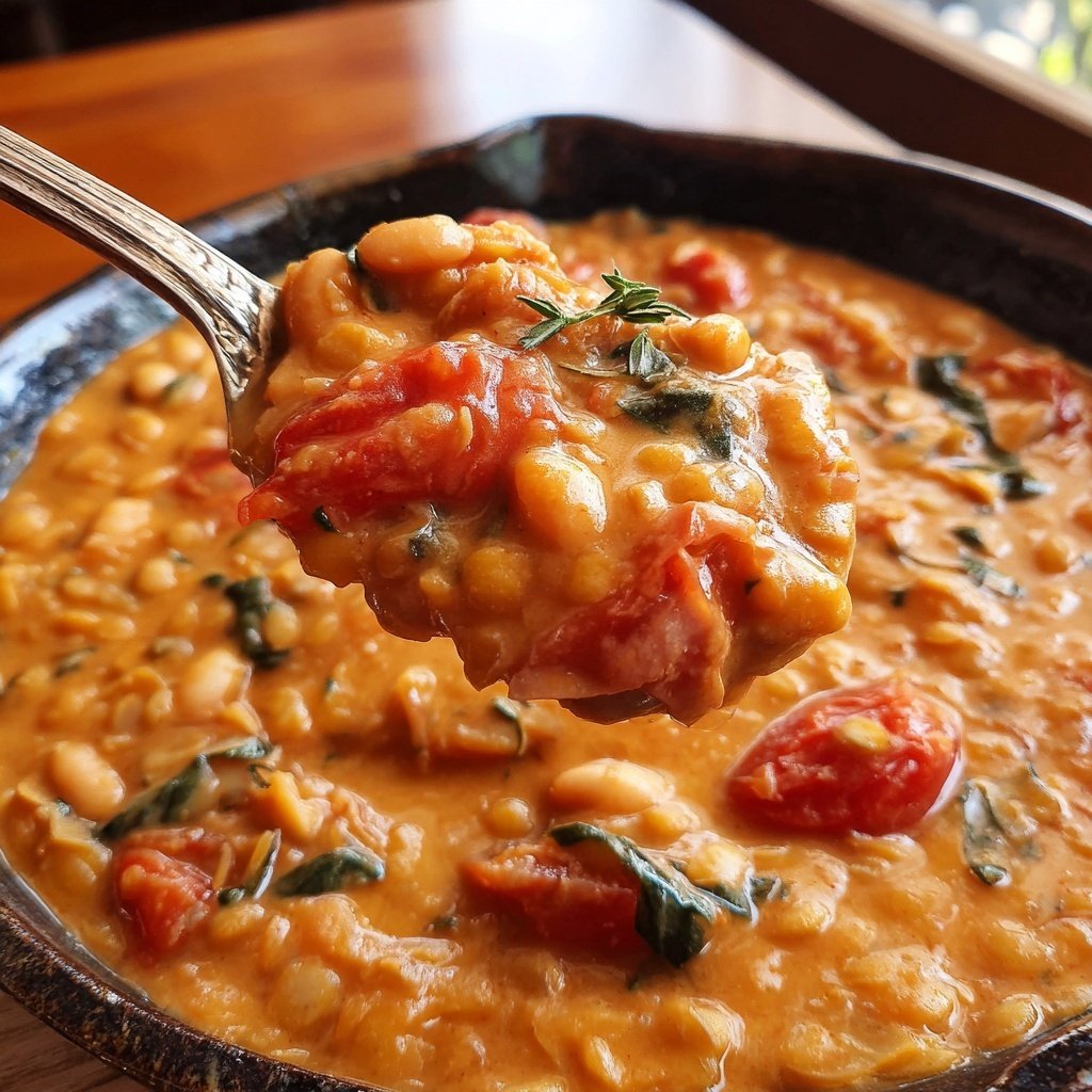 Creamy Tomato White Bean Lentils