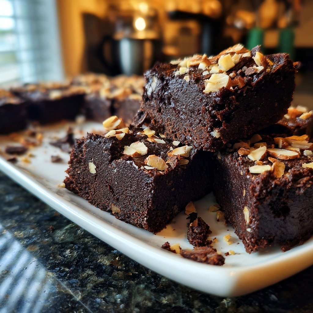Cottage Cheese Brownies with Chopped Almonds
