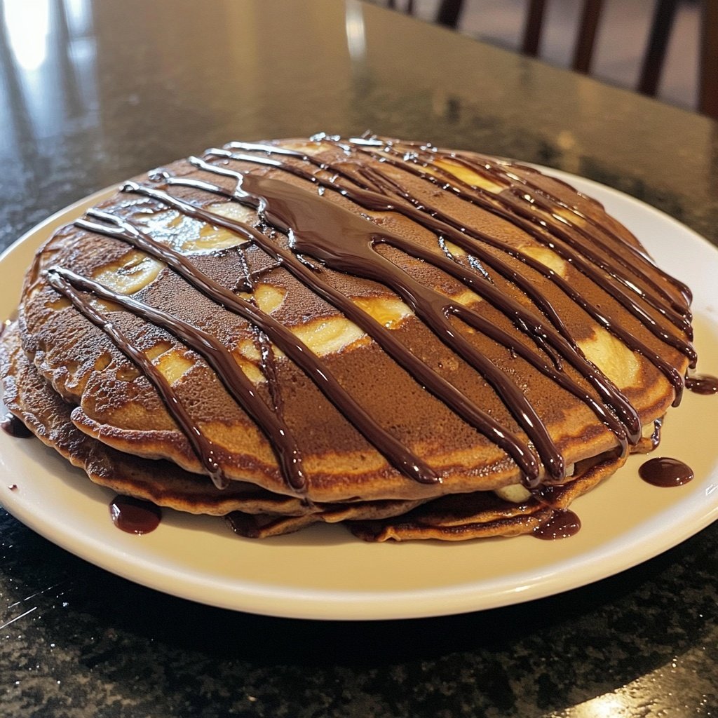 Valentine Breakfast Chocolate Banana Pancakes