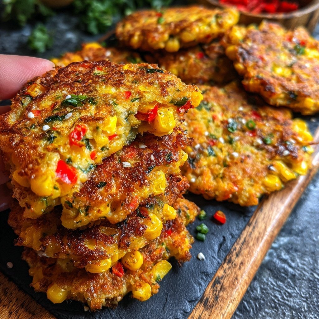 Baked Sweet Corn Veggie Fritters