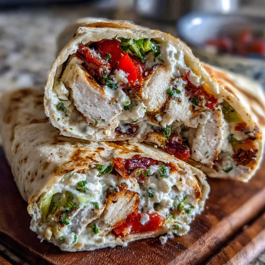 Easy Healthy Mediterranean Chicken Wrap
